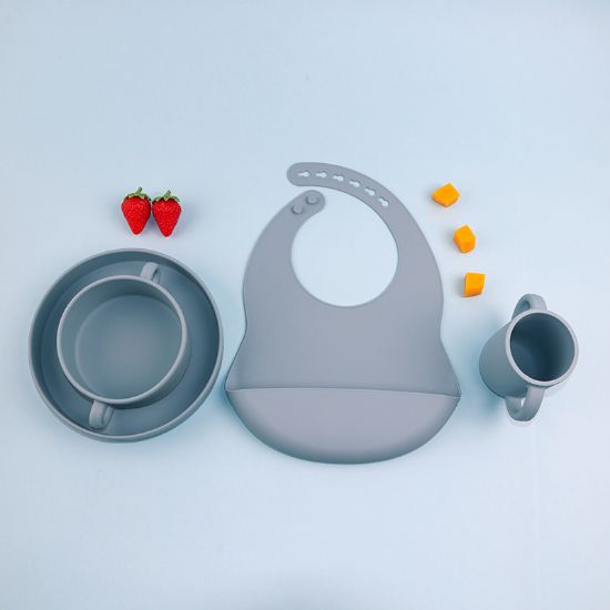 Picture of Cross-border silicone tableware set children's plate divider