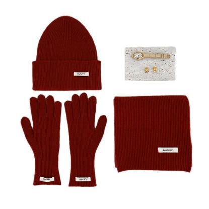 Picture of Winter Beanie Hat Scarf Gloves, Warm Fleece Knit Winter Hats Touch Screen Gloves Neck Scarf Set Winter Gifts for Women Men